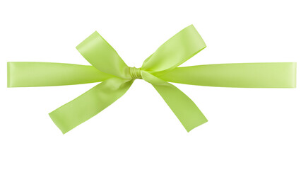 Light green ribbon with bow isolated on white background
