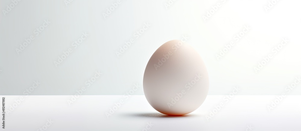 Poster a white egg with shadow isolated on a white background in a close up copy space image