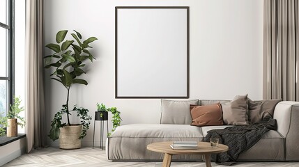 Frame mockup PSD  ,  Free frame mockup for living room wall