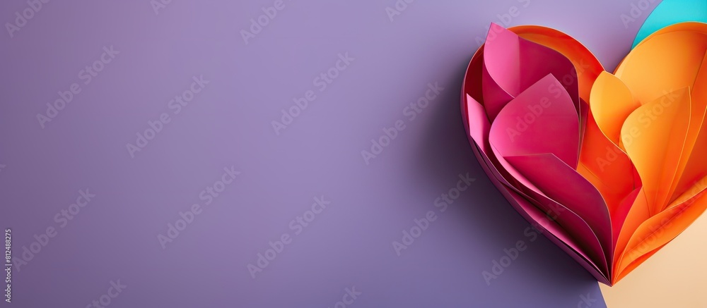 Poster Colorful background with a paper heart adds an interesting element to the image which has ample copy space