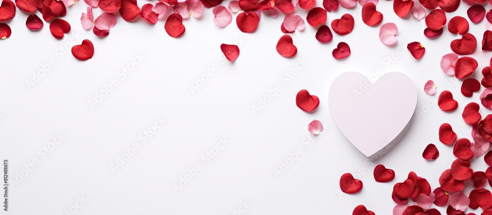 Fototapete valentine concept depicted in a flat lay image featuring a heart shaped paper on a white background 