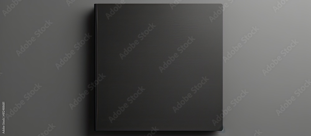 Poster minimal design concept featuring a mockup photo of a blank black notebook with a copy space image th