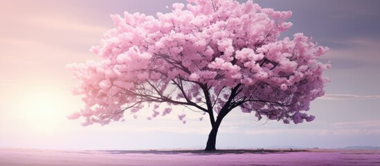 A beautiful pink blossom tree commonly known as cherry blossom creating a serene and picturesque environment Copy space image