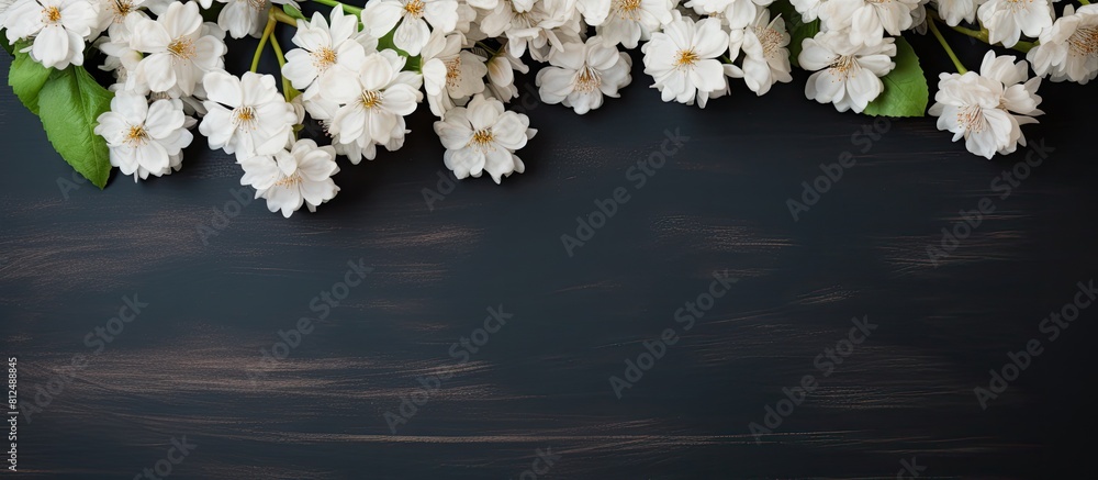 Poster the concept of teacher s day is represented by white flowers arranged on a chalkboard creating a cop