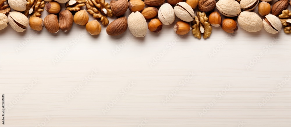Poster The border frame consists of a variety of nuts creating a captivating copy space image