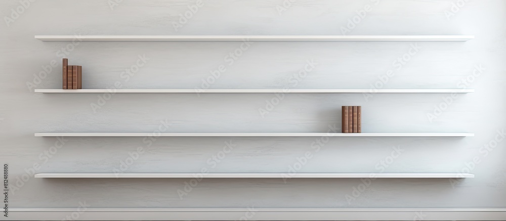 Poster A contemporary wall with empty shelves providing a minimalist look and a perfect space for displaying a copy space image