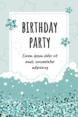 summer birthday invitation with starfish and waves