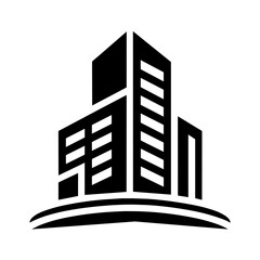 black and white building icon logo vector illustration