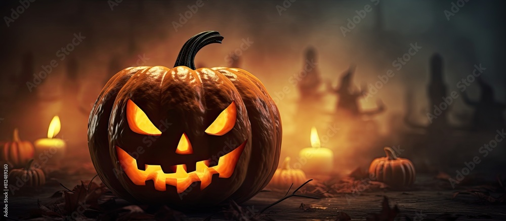 Aufkleber the halloween pumpkin with a creepy grin ready to be carved illuminated and placed in a spooky atmos
