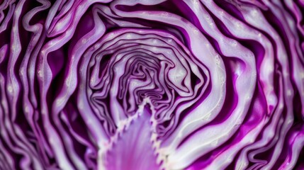 Obraz premium This is a close-up image of a purple cabbage.