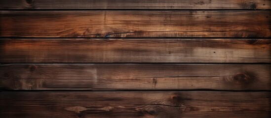 A vintage wooden background with dark brown color planks perfect for showcasing a copy space image