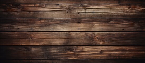 A vintage wooden background with dark brown color planks perfect for showcasing a copy space image