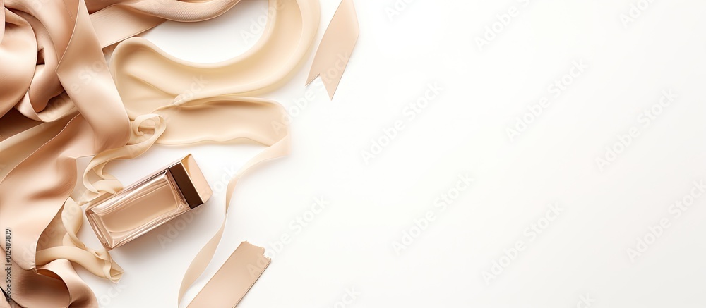 Poster top view of a decorative cosmetics concept for achieving a natural even skin tone a makeup foundatio