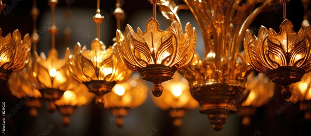 Poster chandeliers designed in the shape of pho leaves provide captivating close up images ideal for backgr