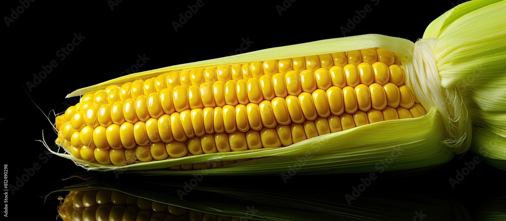 Poster A detailed copy space image of a boiled corn in close up view