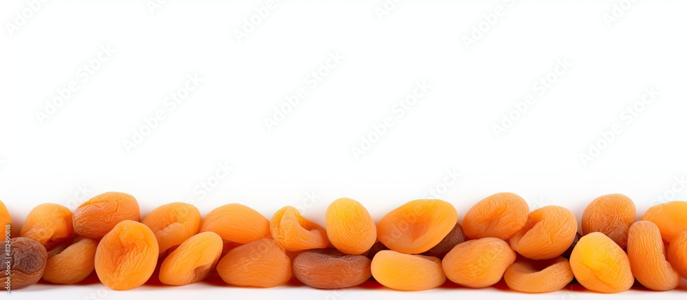 Poster A copy space image of dried apricots displayed on a white background