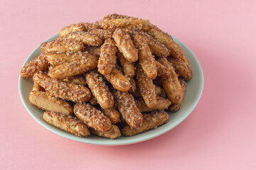 Cookies with sugar and cinnamon on a plate