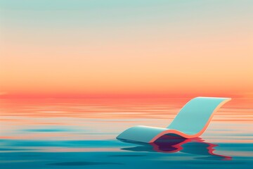 Minimalist Art Floating Lounge Chair Offering Summer Sea Tranquility