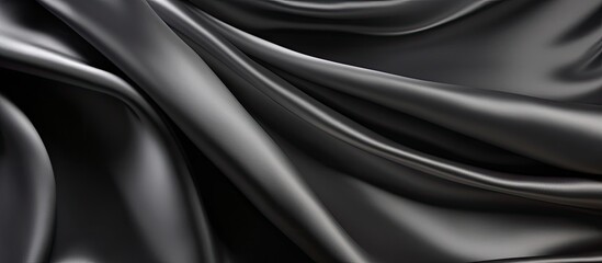 Fototapeta premium Abstract background design featuring a luxurious cloth fabric texture in shades of beautiful elegant dark silver grey or black satin silk with ample copy space for images