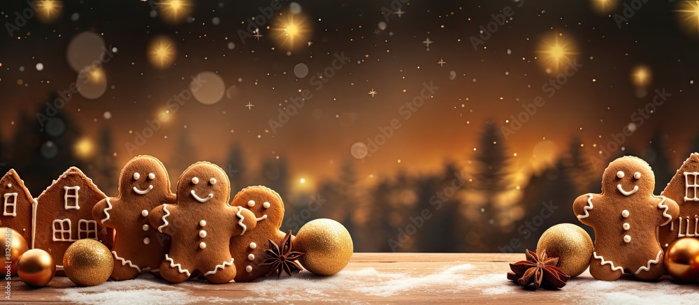 Poster a festive setting with gingerbread cookies as the main focus providing ample copy space for other el