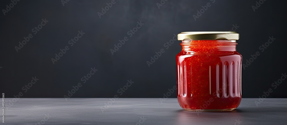Poster a jar filled with delicious sweet jam is displayed on a grey background captivate the viewer s atten