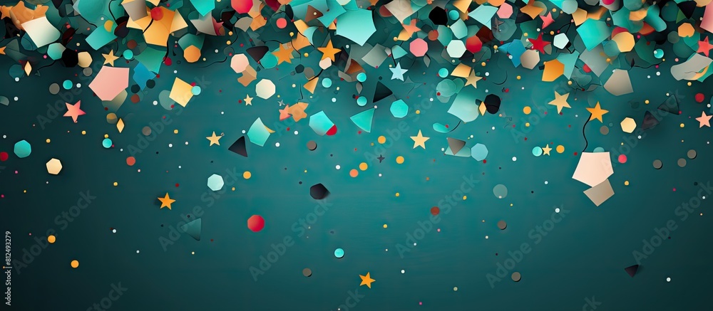Poster Abstract geometric paper background with confetti creating a festive concept Great for showcasing your design Copy space image available