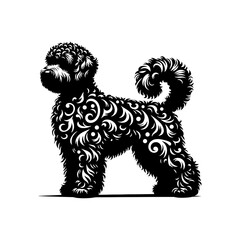 Portuguese Water Dog Vector Silhouette - Capturing this Aquatically Proficient Canine Companion- Portuguese Water Dog Illustration- Minimalist Portuguese Water Dog vector.
