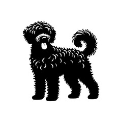 Portuguese Water Dog Vector Silhouette - Capturing this Aquatically Proficient Canine Companion- Portuguese Water Dog Illustration- Minimalist Portuguese Water Dog vector.
