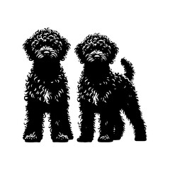 Portuguese Water Dog Vector Silhouette - Capturing this Aquatically Proficient Canine Companion- Portuguese Water Dog Illustration- Minimalist Portuguese Water Dog vector.
