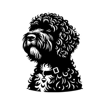 Portuguese Water Dog Vector Silhouette - Capturing this Aquatically Proficient Canine Companion- Portuguese Water Dog Illustration- Minimalist Portuguese Water Dog vector.
