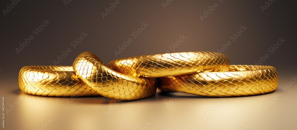 Poster a golden serpentine isolated on a bright background creating a captivating banner perfect for adding