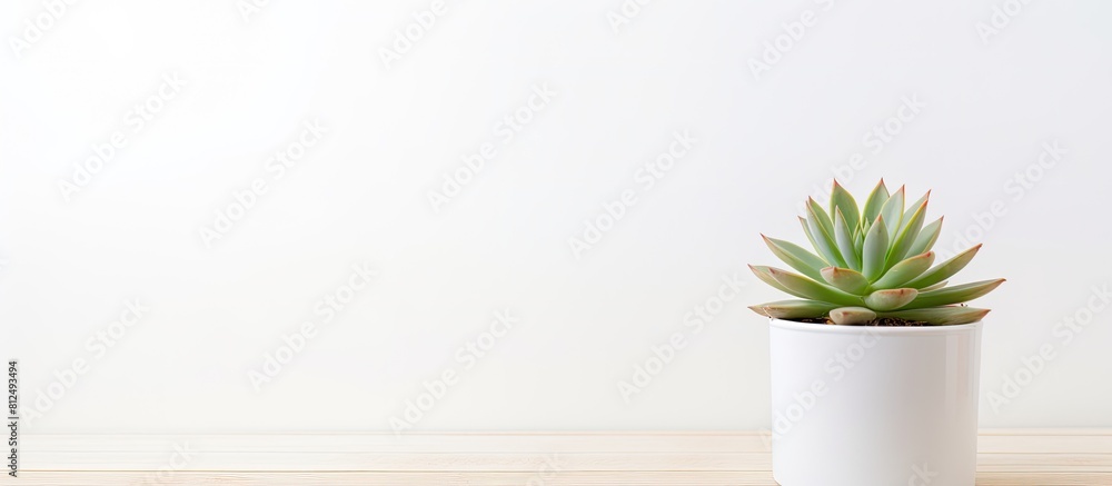 Sticker gorgeous succulent on a white wooden table with room for text perfect as a home plant copy space ima