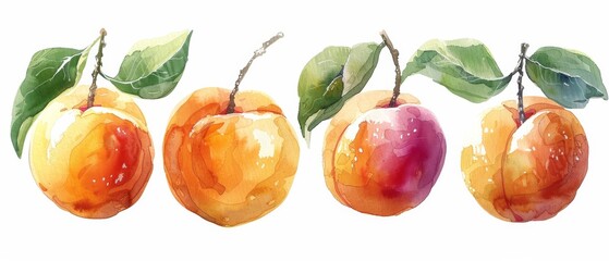 Apricot Fruit in Stunning Watercolor.