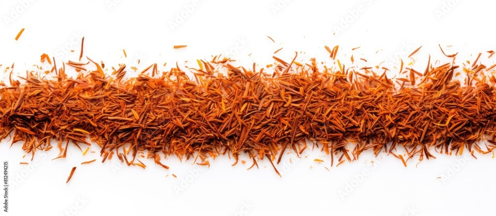 Poster High resolution close up top view copy space image of Rooibos tea on a white background