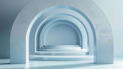 Fototapeta premium White Arch With Steps Leading Up.
