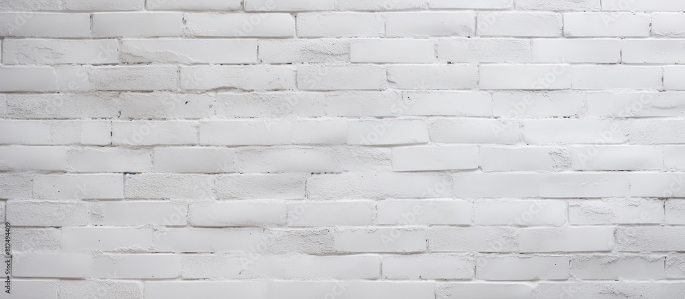 Poster A horizontal photo of a pristine white brick wall with an abstract texture serves as the background offering ample copy space for any desired content