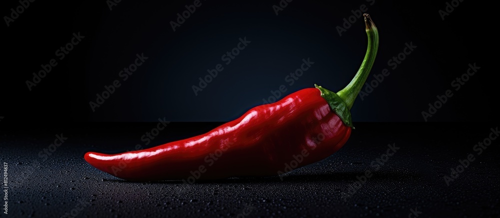 Poster a copy space image of a red chilli pepper against a dark background