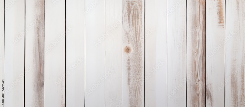 Poster A copy space image of a white background with a vertical arrangement of empty brown wooden planks on top