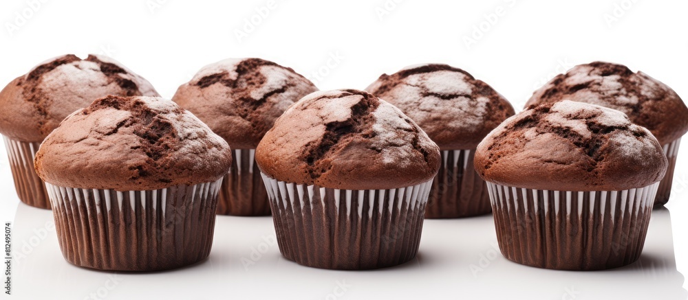 Aufkleber a copy space image of homemade fresh chocolate muffins on a white background ideal for adding text a