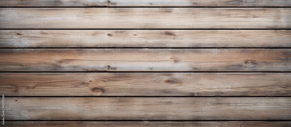 Poster A copy space image of a white background with a vertical arrangement of empty brown wooden planks on top