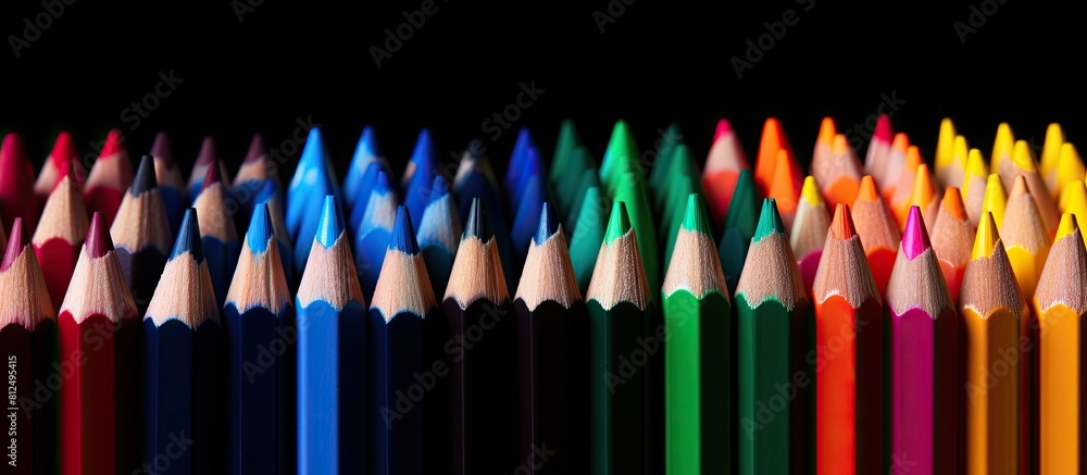 Poster copy space image of color pencil on black background