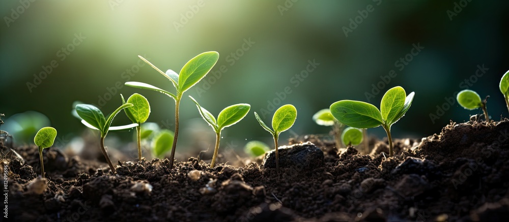 Poster A copy space image depicting the growth of young plants on soil symbolizing the connection to ecology or nature and offering room for displaying texts