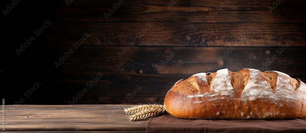 Poster A copy space image of bread displayed on a rustic wooden background