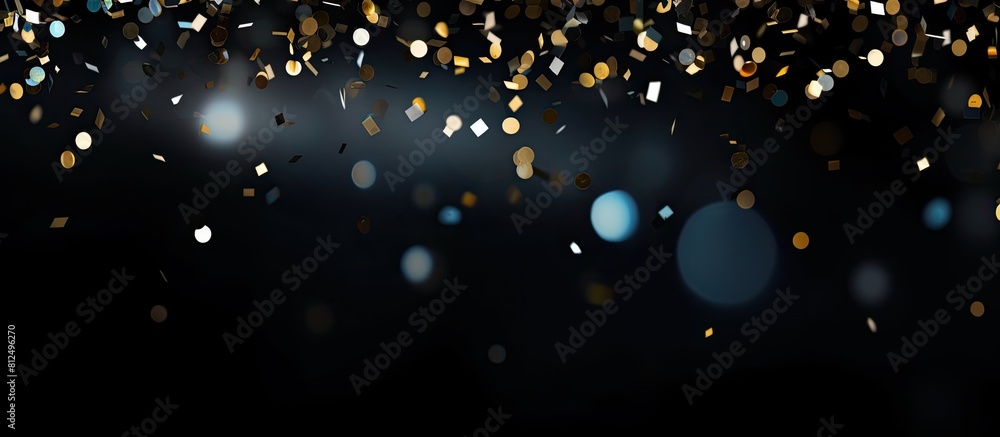 Aufkleber a copy space image featuring shiny confetti creates silver bokeh spots against a black background