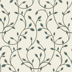 Seamless pattern. Hand-drawn leaves. Floral weave.