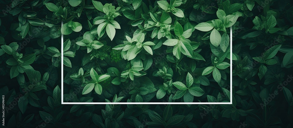 Aufkleber Flatlay copy space image featuring a frame made of lush green leaves in the background