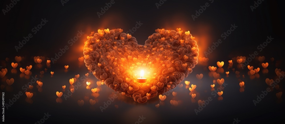 Poster a copy space image of a heart formed by glowing candles