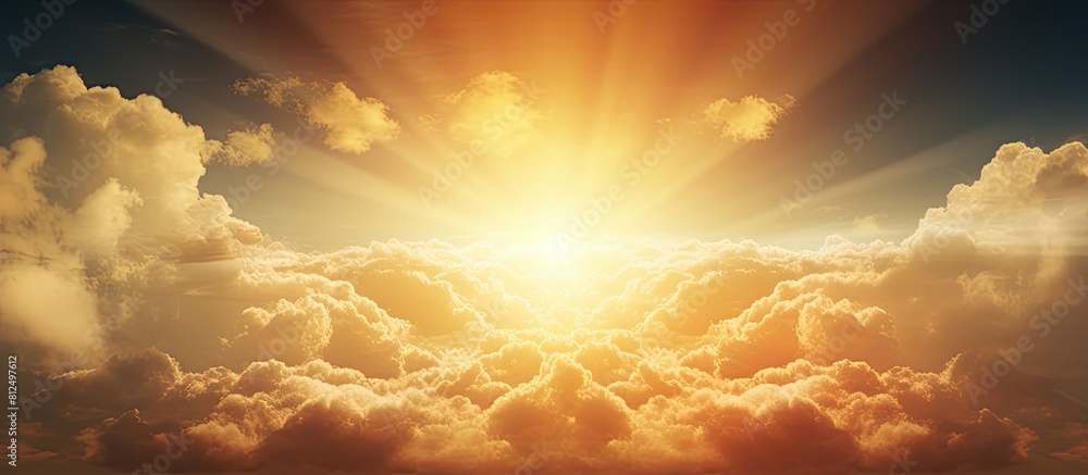 Poster a copy space image of the sun peeking through the clouds