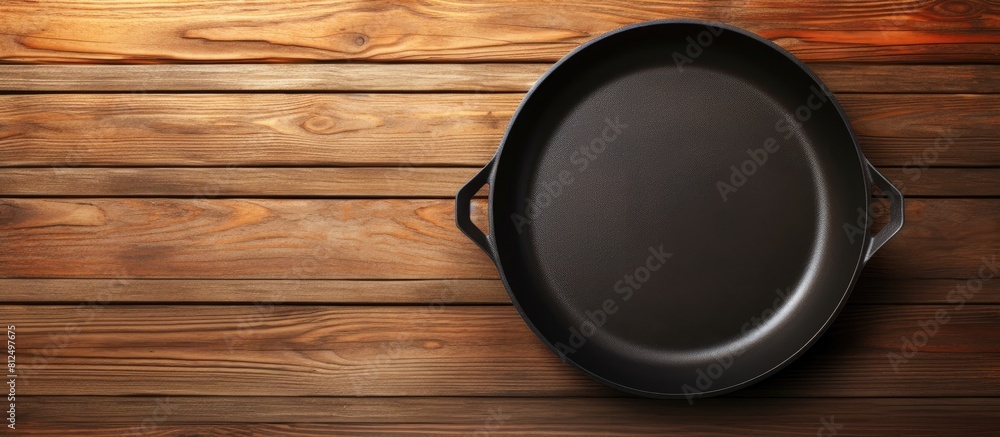 Poster A copy space image of a grill pan placed on a wooden table as a background
