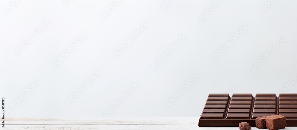 Aufkleber a copy space image of chocolate on a pristine white wooden table